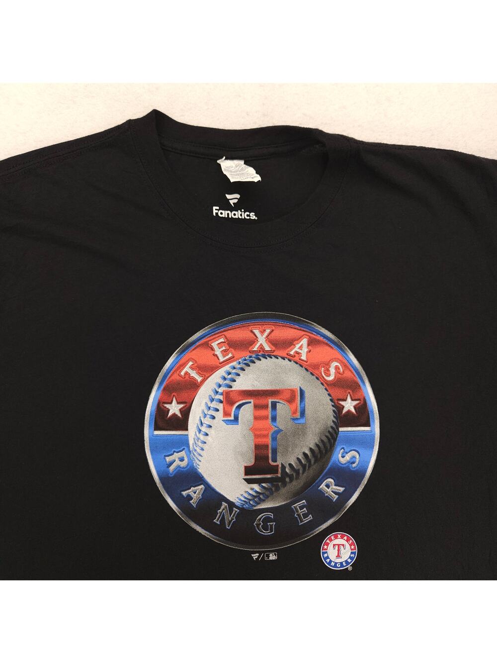 Fanatics Texas Rangers Graphic Cew Neck Baseball T Shirt Mens Size 2XL Black